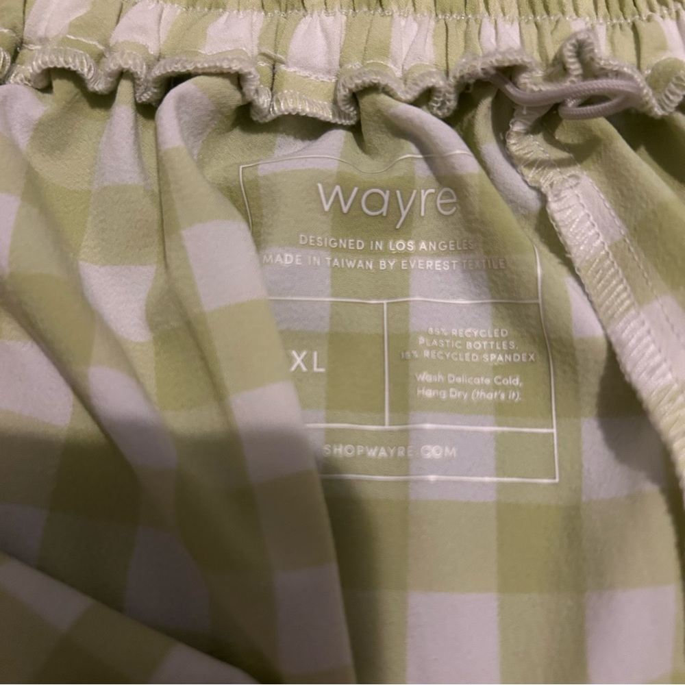 Wayre Two Piece Lime gingham Plaid Boxy Snap Tank With Travel Pocket Flow Shorts - Picture 9 of 13